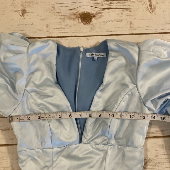 Reformation Weslan Dress Light Blue Size 2 - Picture 3 of 14